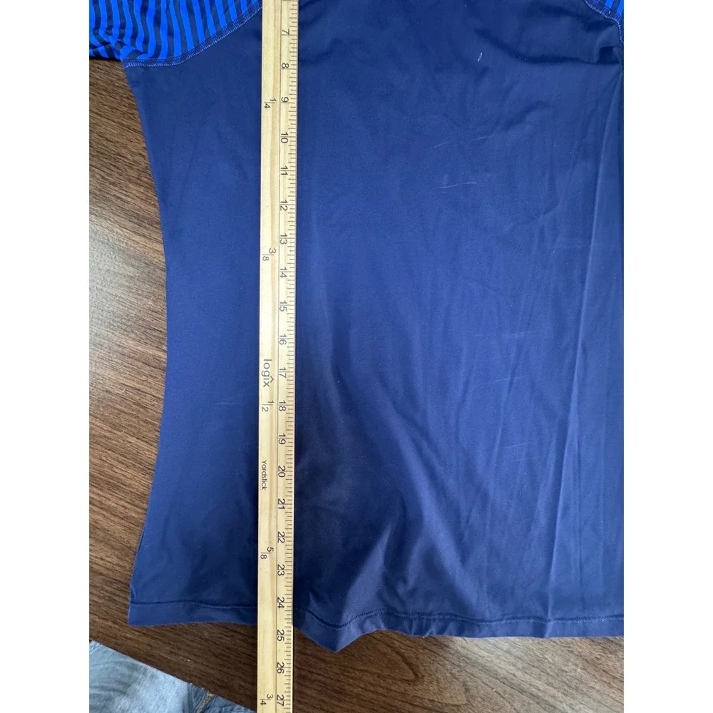 Athleta Rashguard Navy Blue Pacifica Striped Long Sleeve Swim Top 242999 Size M